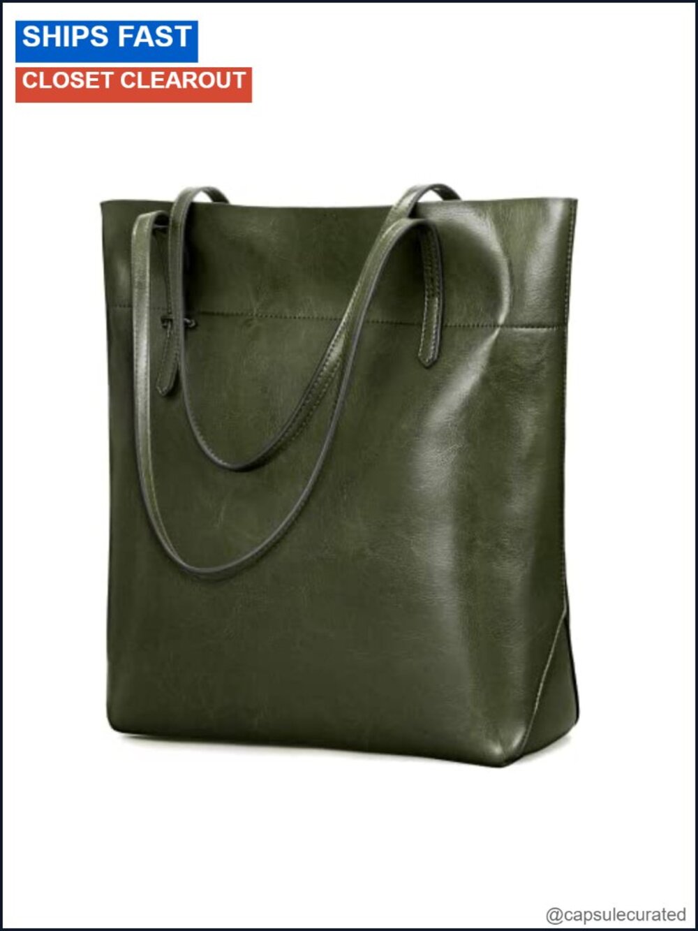 Genuine Leather Tote Shoulder Handbag Waxed Cowhide